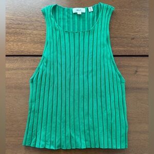 A.L.C. Green Ribbed Cropped Tank Top